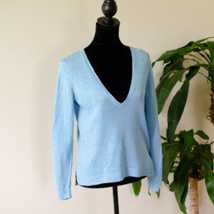 Eileen Fisher Blue V-neck 100% Organic Linen Sweater XS